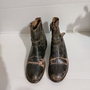 Bed Stu Black and Brown Leather Ankle Boots